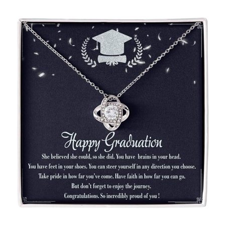 Graduation Her, Class Of Love Knotpendant Necklace Senior College Graduation Jewelry Daughter #451, Gold Love Knot Necklace