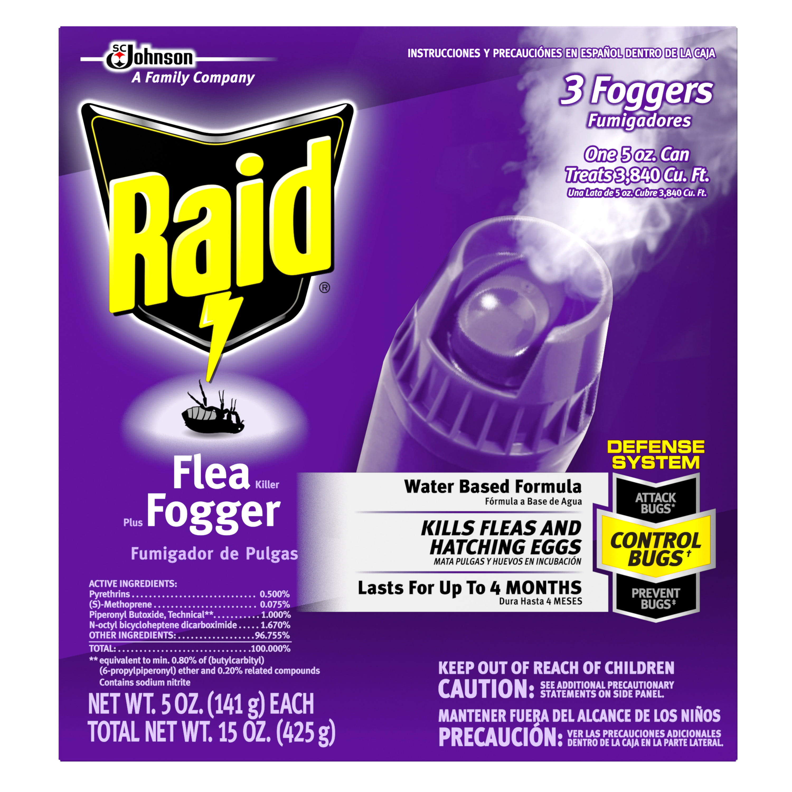Raid Flea Killer Plus Fogger 15 Ounces.
