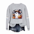 thumbnail image 6 of dazeni Funny Ghost Pumpkin Pattern Sweatshirts for Kids Girls Oversized Crewneck Sweatshirt Loose Casual Long Sleeve Tunic Pullover Gray 11-12 Years, 6 of 7