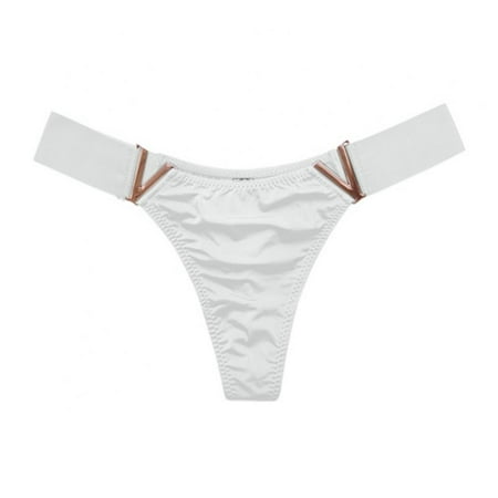 

Xmarks Sexy Panties Thongs for Women V Metal G-String Low-rise Tanga Stretch Underwear White