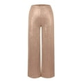 thumbnail image 3 of Dndkilg Sequin Pants Women Wide Leg High Waisted Sparkle Shiny Pants Party Petite Clubwear Bling Flare Metallic Champagne M, 3 of 5