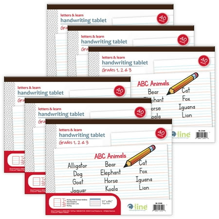 C-Line Letters & Learn Handwriting Tablet, 40 Sheets, 11" x 8-1/2", Pack of 6
