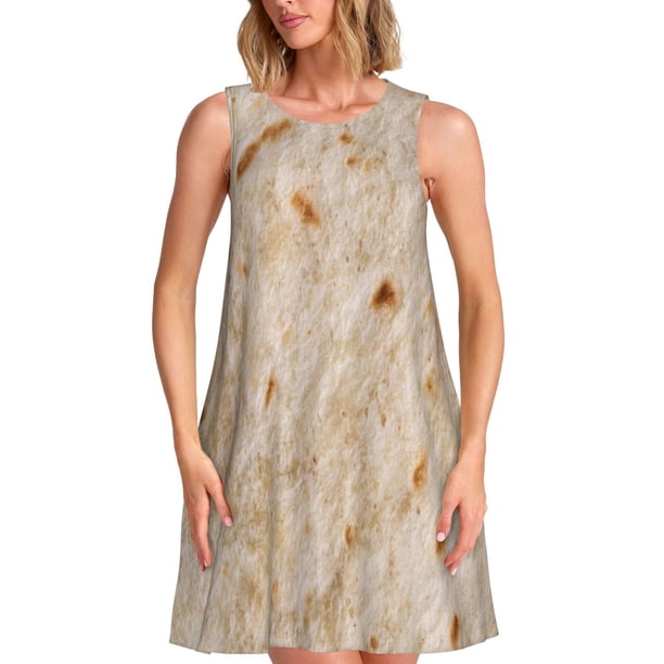 Balery Tortilla Vestidos de verano para mujer con estampado: vestido holgado sin mangas, vestido playero informal y cómodo para días calurosos.