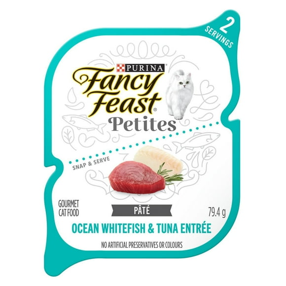 Fancy Feast Petites Ocean Whitefish & Tuna Entrée Pate, Wet Cat Food 79.4g, 79.4g