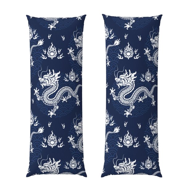 Balery Dragon Funda Protectora para Almohada Corporal de Algodón Hipoalergénico con Cierre(55 x 21 pulgadas), Almohadas No Incluidas
