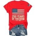 thumbnail image 5 of Only Moment USA Holiday Shirts Crew Neck Short Sleeve Women's Cotton and Linen Independence Day American Flag Floral Print Shirt Red,S, 5 of 5