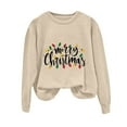 thumbnail image 6 of TTUHYWXI Women's Merry Christmas Oversized Pullover Sweatshirt With Lights - Holiday Xmas Sweater Top (Beige, L), 6 of 6