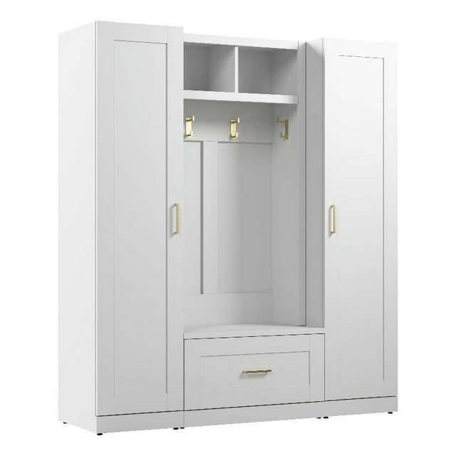 Hampton Heights Full Entryway Storage Set in White - Engineered Wood