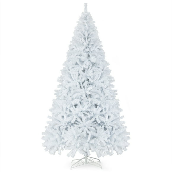 Gymax 9ft Blanc Arbre de Noël Classique Pin Matériel PVC Épaissir Pointes (Blanc)