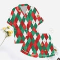 thumbnail image 6 of YuYuBao Women Pajamas Sets Christmas Snowflake Print Silk Satin Short Sleeve Button Tops Shorts Pajamas Nightwear, 6 of 6