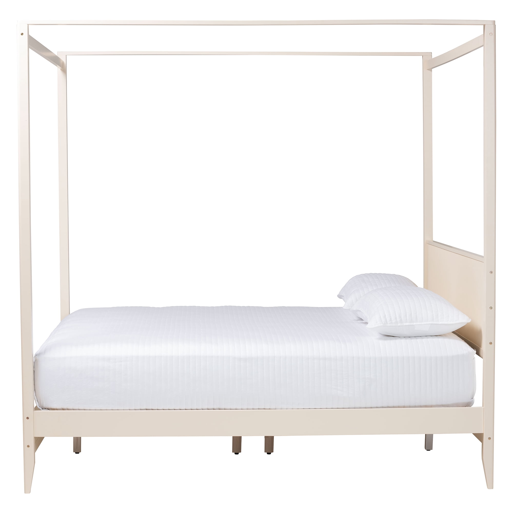 Baxton Studio Primrose Mid-Century Canopy Bed, King, Ivory