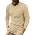 thumbnail image 2 of Qertyioot Homme Manches Longues Couleur Unie Col Rond Mode T-Shirt Décontracté Automne, 2 of 6