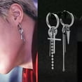 thumbnail image 6 of GKNET 1Pc Punk Men Women Stainless Steel Cross Stud Earring Ear Clip Hip Hop Jewelry-61-Silver Ear Clip #1, 6 of 9