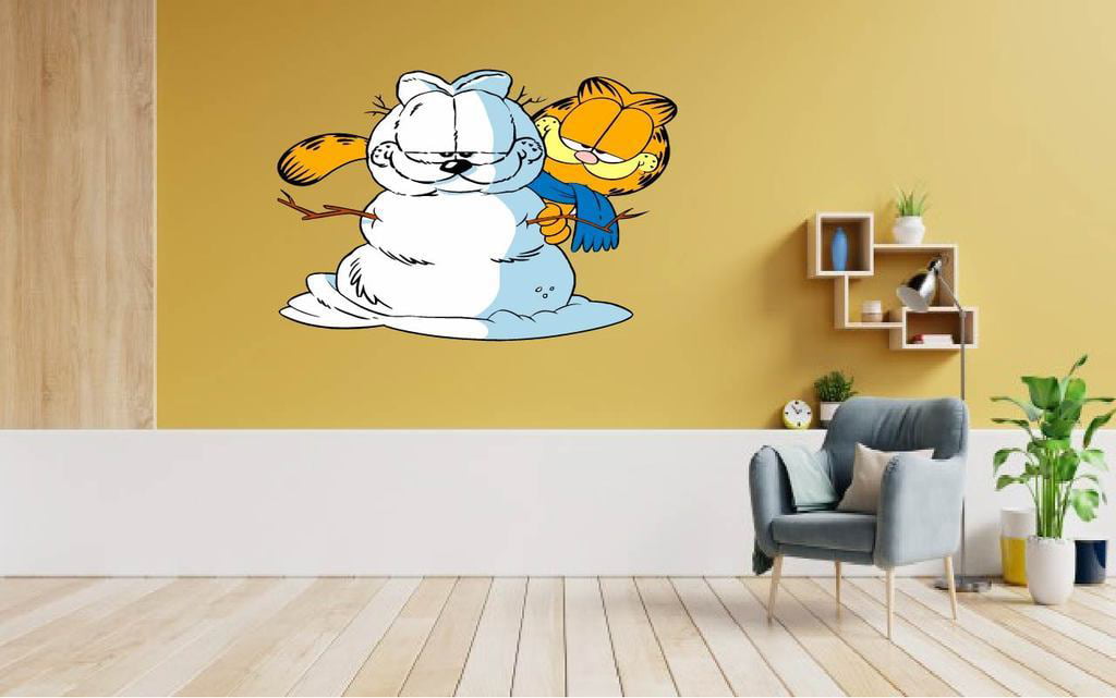 Garfield The Cat and Odie Angry Face Cartoon Character Wall Art Sticker  Vinyl Decals Baby Girls Boys Children Kid Bedroom House School Wall Decor  Removable Sticker Peel and Stick Size (40x20 inch) -