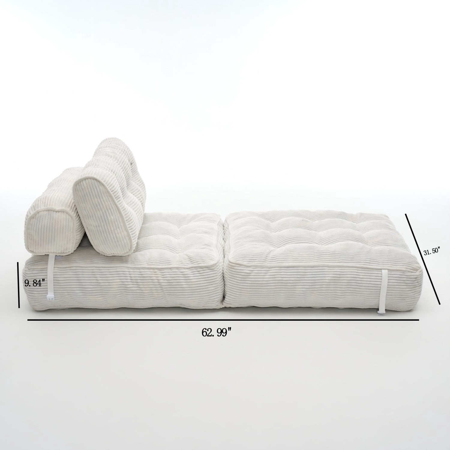 Folding Sofa Bed, Convertible Sleeper Chair Bed with Headrest & Lumbar Pillow, Foldable Floor Sofa Mattress for Living Room, Bedroom, Small Space, White