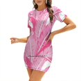 thumbnail image 1 of Motif Feuilles de Bananier Roses Tropicales sur Fond Blanc Robe Évasée Col Carré Robe Élégante Mode Féminine Imprimée Papier Peint Rose, 1 of 5