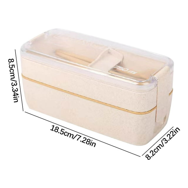 Caja con Tapa Caja de Almuerzo de Paja de Trigo con Tapa Transparente, Cajas de Almuerzo de Plástico de Doble Capa para Separación de Alimentos, Cierre a Presión Sellado para Cajas Escolares de Oficin