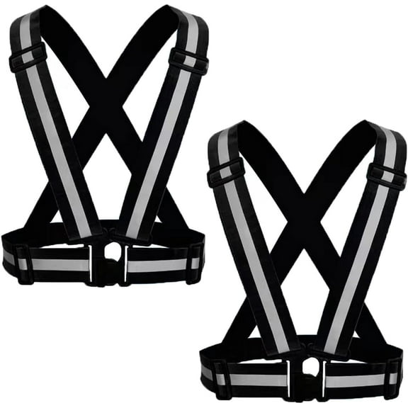 Reflective Safety Vest 2pcs - High Visibility Vest Adjustable Straps for Outdoor Jogging, Cycling, Walking and Riding