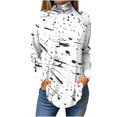 thumbnail image 1 of FAIWAD Plus Size Tops for Women Long Sleeve Round Neck Print Slim Stretch Pullover Tops, 1 of 4