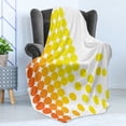 thumbnail image 4 of Yellow and White Soft Flannel Fleece Blanket, Abstract Composition with Ombre Dots Spots Vibrant Colors Modern, Cozy Plush for Indoor and Outdoor Use, 70" x 90", Orange Yellow White, by Ambesonne, 4 of 5