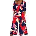 thumbnail image 3 of TaTaai Womens Summer Jumpsuit Short Sleeve V Neck Back Zipper Side Pocket Bohemian Print Solid Soft Breathable Casual Romper Gift, 3 of 5