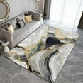 thumbnail image 3 of Luxurious Abstract Marble Area Rugs, Gold-Plated Embossed Pattern with Black Curved Lines Carpet Mat, Washable Rug Easy Cleaning with Backing Apply to Balcony Dorm Room 3x5ft, 3 of 6