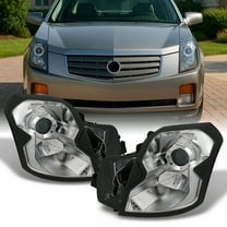 AKKON - For Cadillac CTS Halogen Type Chrome OE Replacement Headlights Driver/Passenger Head Lamps Pair New