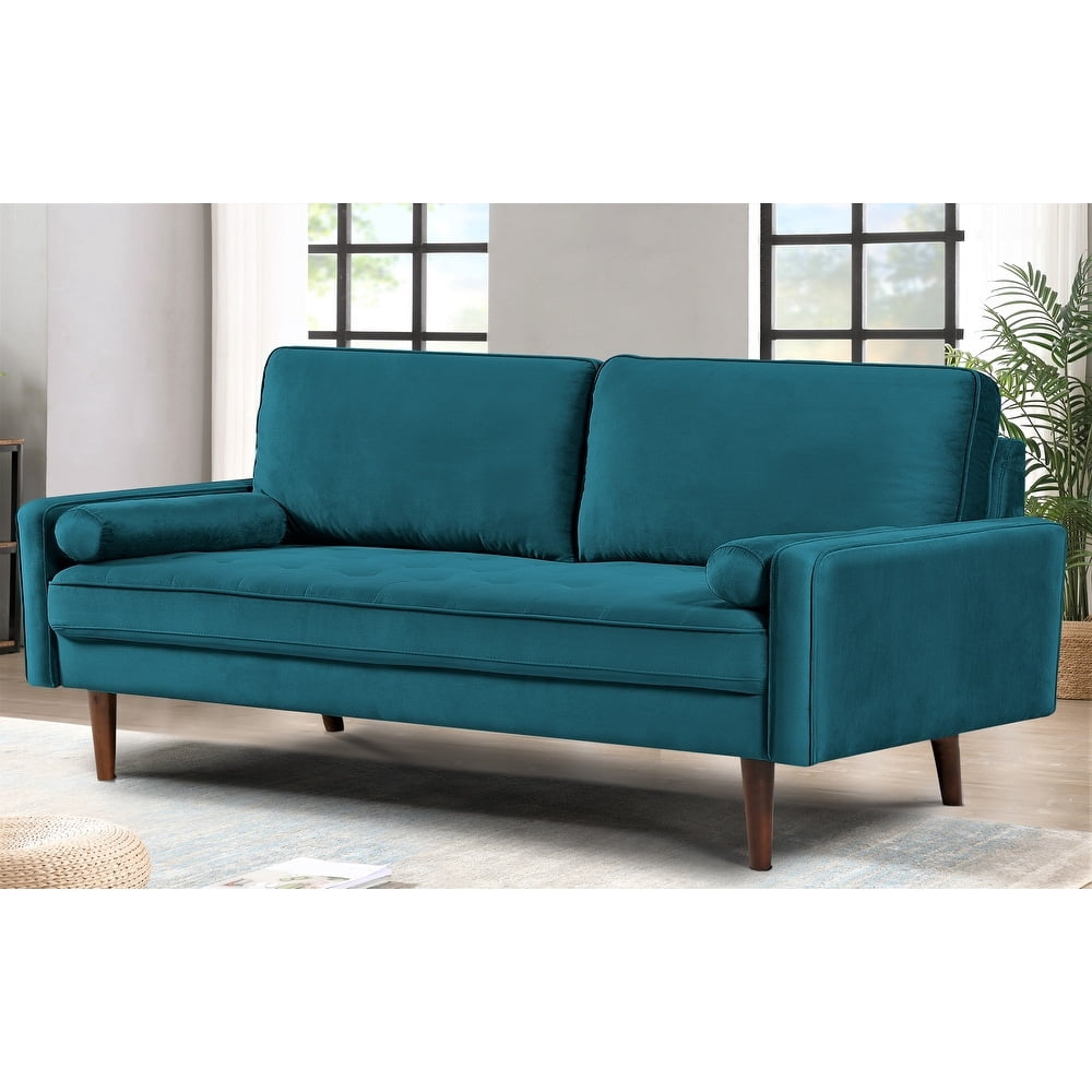 Uspridefurniture Monahan 70''W Velvet Tufted Sofa, Greenish Blue
