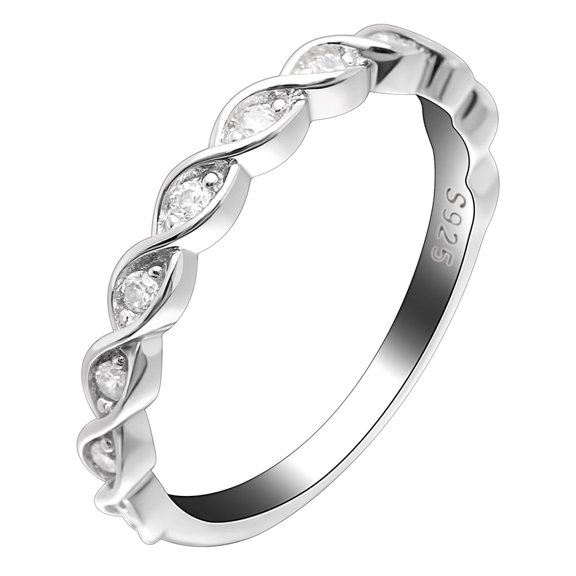 Shanti Anniversary Band Ring Sterling Silver Twist Cz Womens Ginger Lyne Collection
