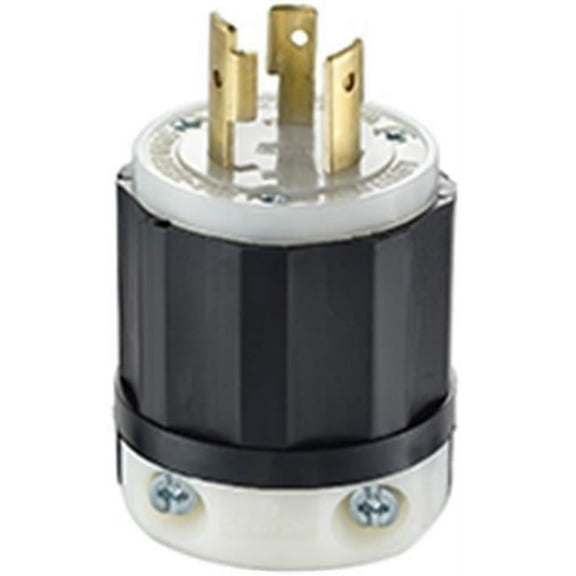 Leviton Mfg 021-02321-0PB Plug Twstlock 20A 250V 3Wy - Black-white