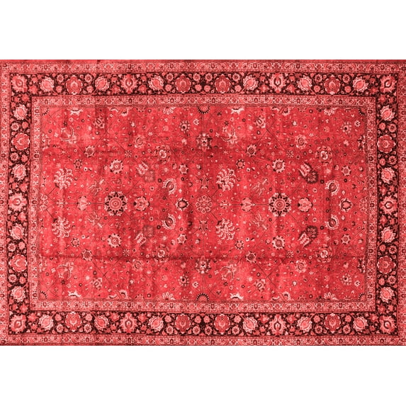 Ahgly Company Machine Washable Indoor Rectangle Oriental Red Traditional Area Rugs, 7' x 10'