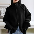 thumbnail image 6 of Ounisa Zippered Turtleneck Sweater Bomber Jacket For Women Elegant Knitted Long Sleeve Round Collar Casual STreet Chic Top, 6 of 8