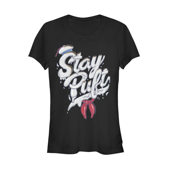 Junior's Ghostbusters Stay Puft Marshmallow Man Melt Graphic Tee Black Large