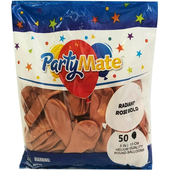 5" Partymate Latex Balloons Radiant Rose Gold 50ct Made In USA