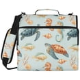 thumbnail image 2 of Zipper Binder with Shoulder Strap 2 inch 3 Ring Waterproof File Folder Organizer Bag 500 Sheet Turtles Seahorses and Fish Pattern, 2 of 8