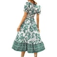 thumbnail image 2 of Fashnice Robe d'Été de Plage pour Femmes Robe Longue à Imprimé Floral Col en V Robes Maxi Boho Fête Vert m, 2 of 3