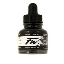 Daler-Rowney FW Acrylic Artists Ink, 1 oz. Dropper-Top Bottle, Black India
