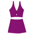 thumbnail image 4 of MSJUHEG Bathing Suit with Skirt,Ruffle Cutout Swimdress,Beach Crochet Knit Sets,Ruched Skirt Bathing Suit,Bathing Suit with Shorts,Skirted Swimsuits for Women,One Piece Swimsuit with Skirt Purple 1 M, 4 of 4