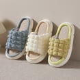 thumbnail image 2 of (Especificado de venta) Pantuflas de lino y algodón de burbujas de estilo japonés con suela gruesa Four Seasons - Suela gruesa de lino cuadrado blanquecino (Adecuado para pies 39-40), 2 of 5