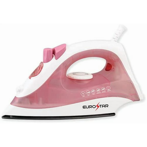 EUROSTAR IR334XP Compact Steam Iron w/Steam Burst & Auto-Shut-Off, Pink