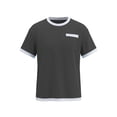 thumbnail image 4 of NinXxx Men's Summer Knit Pocket Breathable Casual Blend Comfort Tee Grey L, 4 of 6