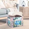 thumbnail image 3 of Yayeee Collapsible Cube Storage Bin with Lid Fabric Closet Decorative Basket with Handles, Purple Seaside, 3 of 7