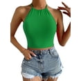 thumbnail image 2 of Green Sexy Plain Lace Up Cami Women's Tank Tops Camis, 2 of 5