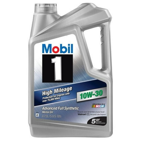(3 pack) (3 Pack) Mobil 1 10W-30 High Mileage Full Synthetic Motor Oil, 5 qt