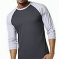 thumbnail image 5 of Men's 3/4 Sleeve Crew Neck Baseball Shirt, Casual Dynamic Cotton Raglan T Shirts, Heather Gray/Charcoal Gray S, 1 Pack, 5 of 7