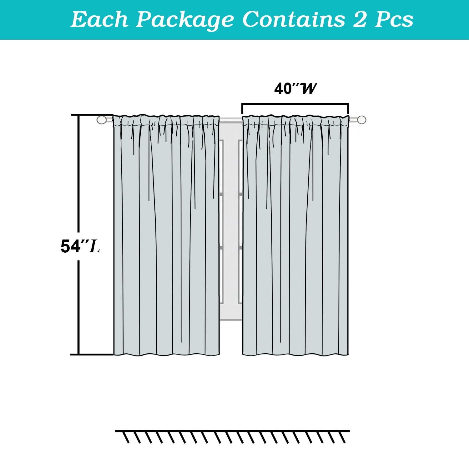 Patin Blackout Curtains 2-Pack, 40" x 54", Black photo 2
