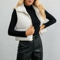 thumbnail image 6 of Baberdicy Puffer Vest Women's Standing Collar Vest Warm Slim Zipper Loose Sleeveless Jacket Womens Vest White, 6 of 8