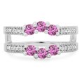 thumbnail image 2 of 0.80 Carat (ctw) 10K White Gold Round Cut Pink Sapphire & White Diamond Ladies Anniversary Wedding Band 3 Stone Enhancer, 2 of 4