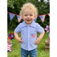 thumbnail image 6 of BemeyourBBs Toddler Baby Boy Girl 4th of July Shirt Outfit Kids Patriot Independence Day Shirt Summer Clothes Plaid Print America Flag Embroidery Short Sleeve Lapel Button Down Shirt Tops, 6 of 9