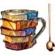 thumbnail image 1 of Taza de Vidrio 3D con Diseño de Libros Apilados de 11 oz Estilo Vitral para Amantes de la Lectura y Bibliotecarios, 1 of 5